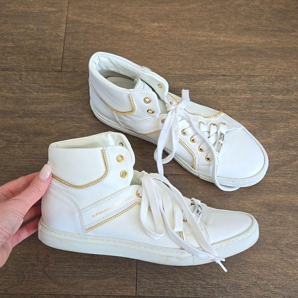 Alessandro Dell'acqualeather High Top Sneaker Shoes 39.5 9.5